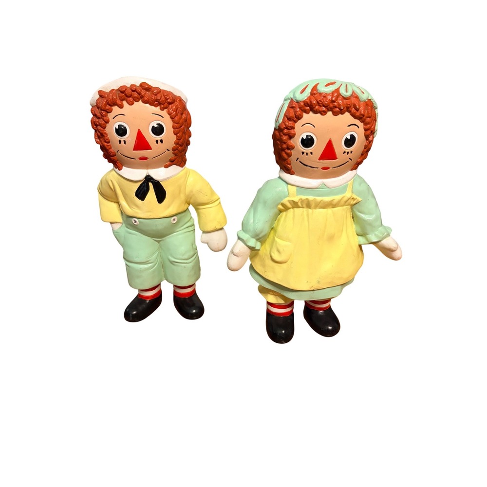 Vintage Raggedy Ann and Andy Chalkware Figurines Set 12 Inch Nursery Decor Pair